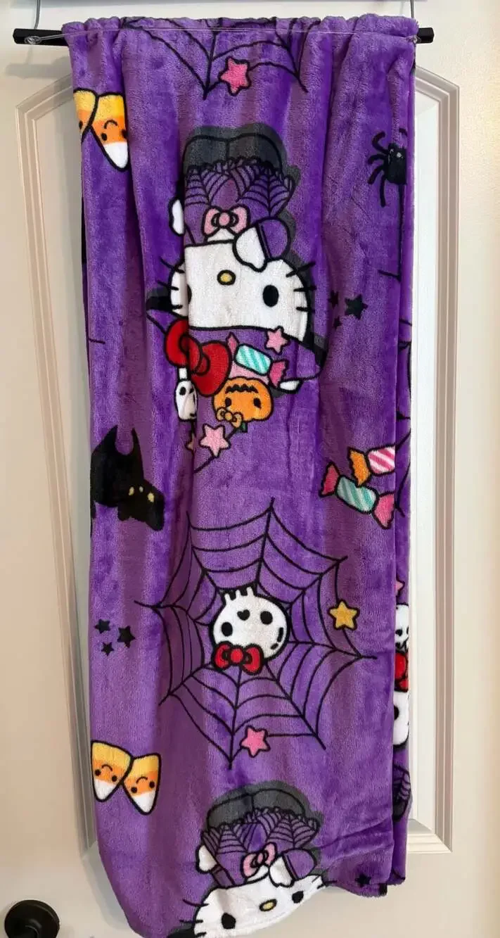 Hello Kitty Halloween Witch and Skull Spider Web Throw Blanket 50 in x 70 in